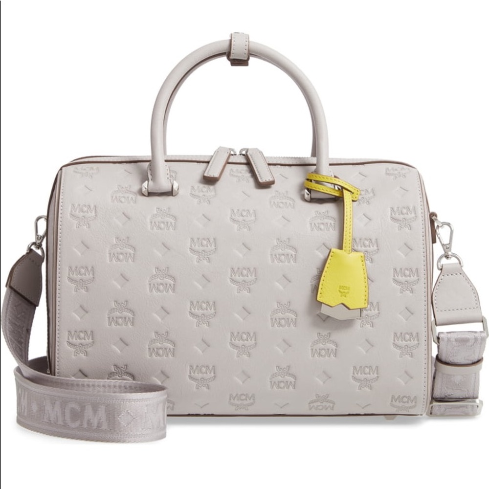 MCM Essential Boston Monogram Leather Satchel